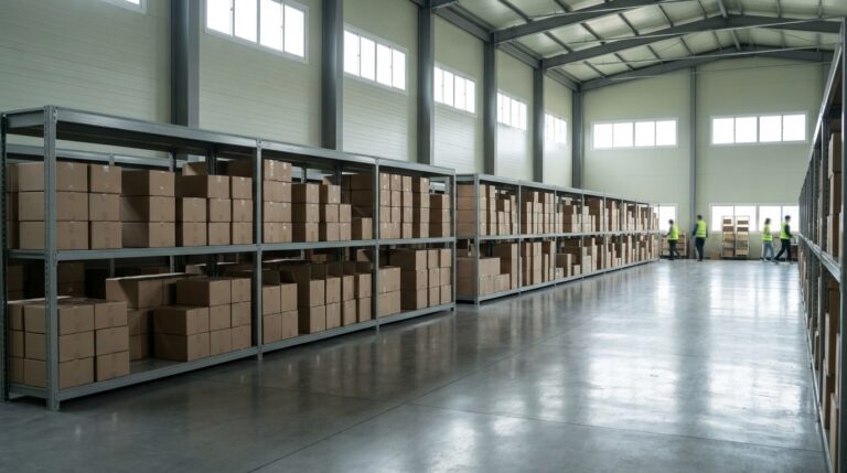깔끔한 느낌의 물류창고 내부 이미지